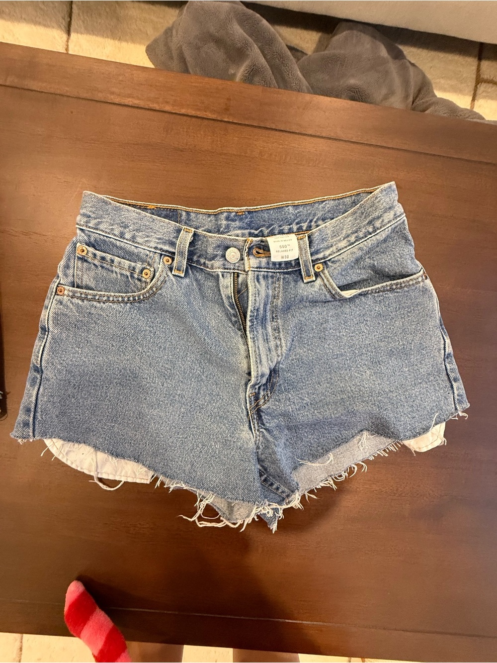 Custom Levi Classic High-Rise Denim Cutoff Shorts - Light Blue